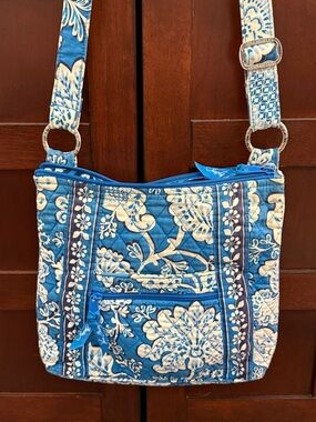Vera Bradley Blue and Cream Quilted Floral Crossbody